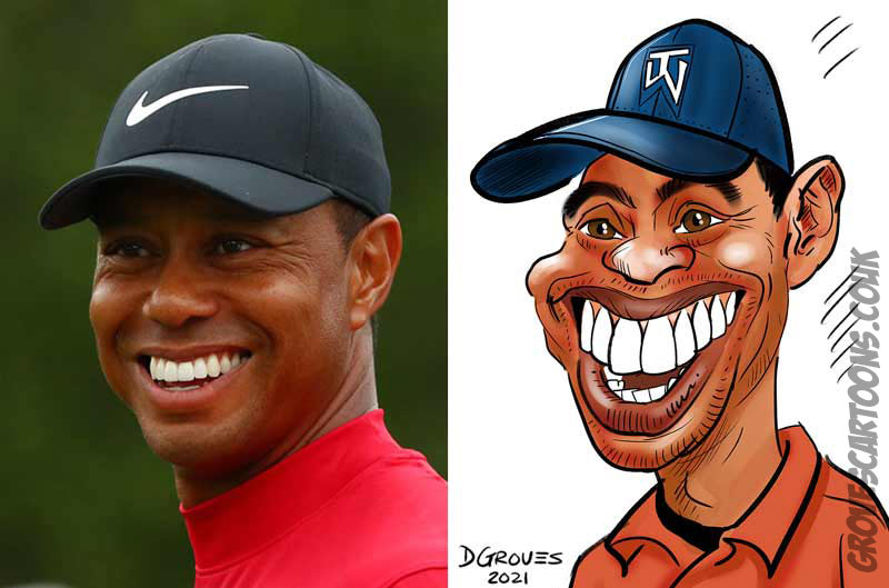 Golfer Tiger Woods cartoon Tiger woods caricature and portrait