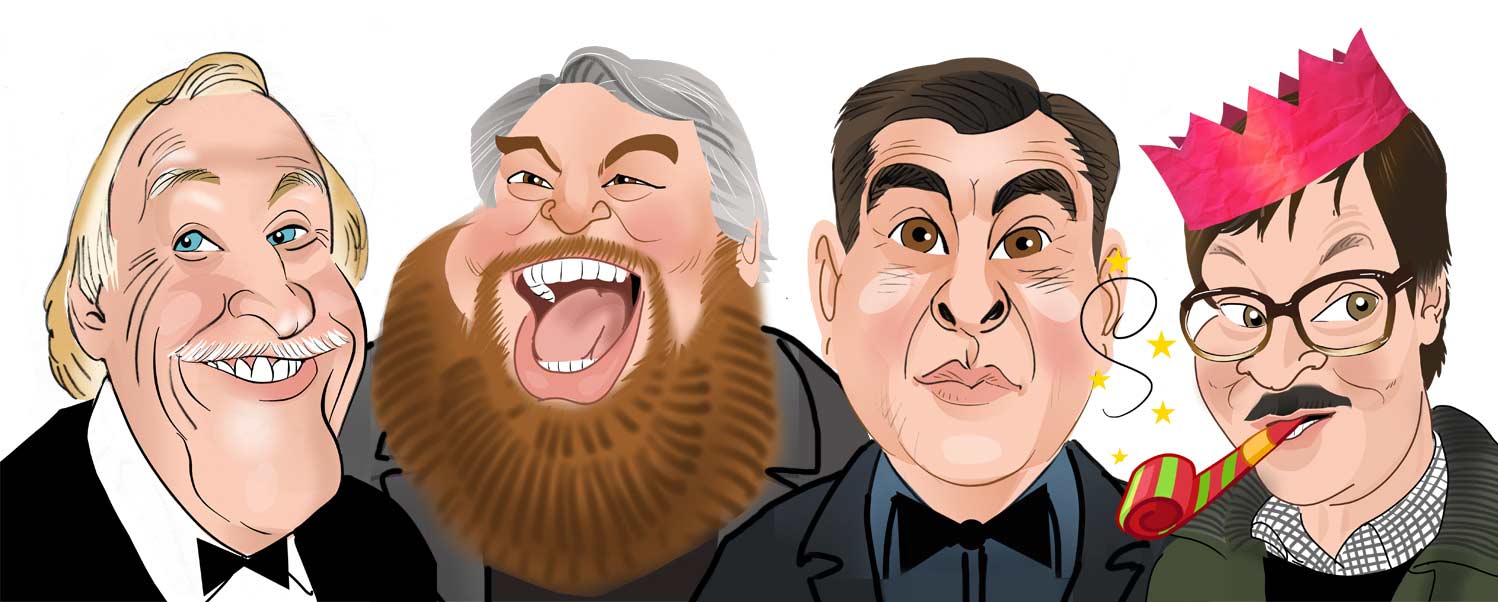 Bruce Forsyth Caricature. Brian Blessed Caricature. David Walliams Caricature and Mark Heap Caricature. Friday Night Dinner Jim Caricature