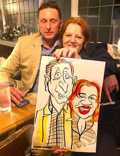 sparkling couple caricature