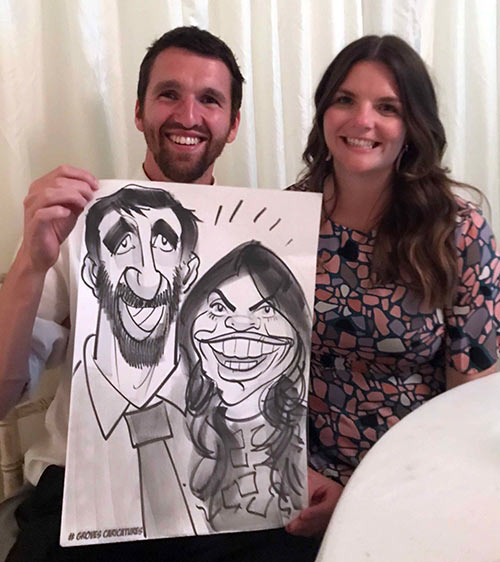 couple who are up for a laugh this couple show they have the best faces for a caricature