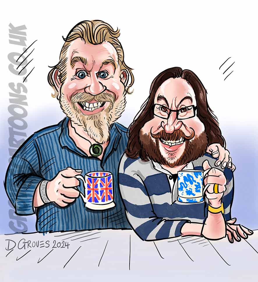 Dave Myers and Si King cartoon Dave Myers and Si King caricature