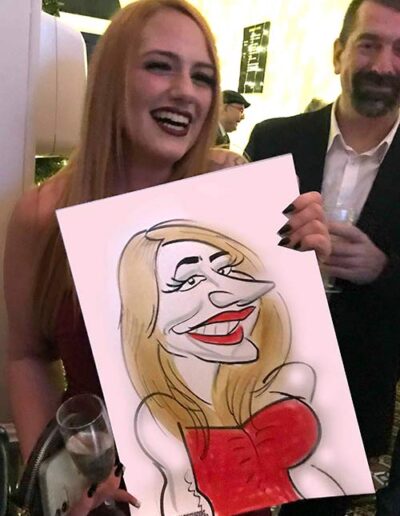 red dress in caricature