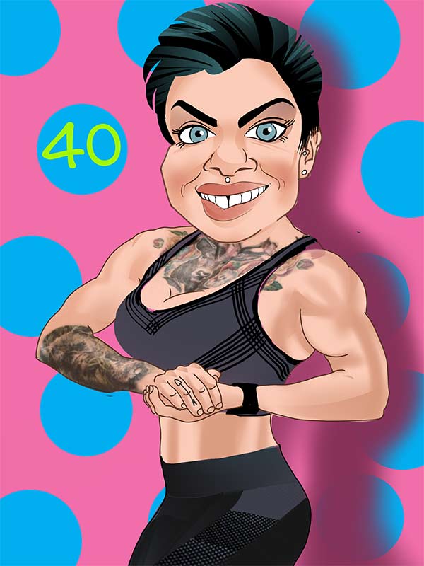 digital caricature full body, body builder