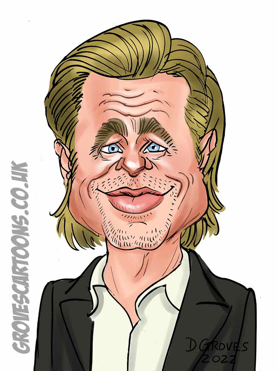 Bard pitt cartoon portrait Brad Pitt caricature