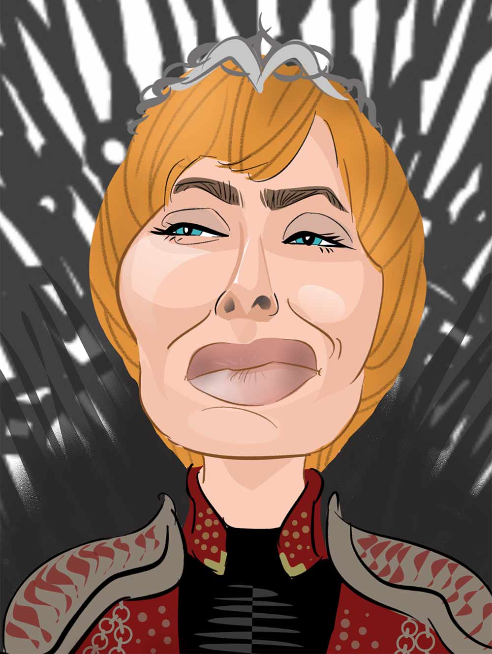 cersei lannister caricature on the iron throne