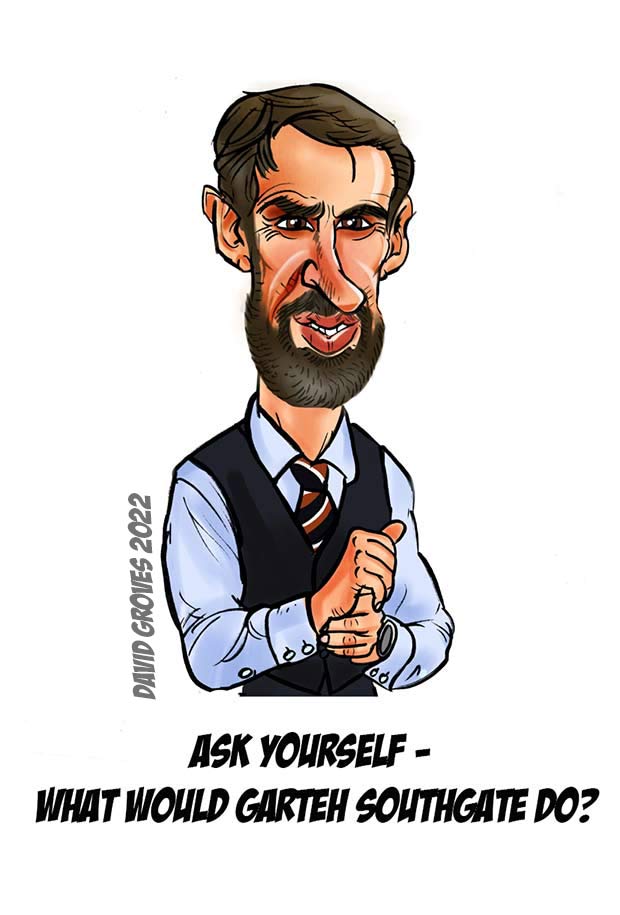 What would Gareth do? Gareth Southgate England football manager caricature