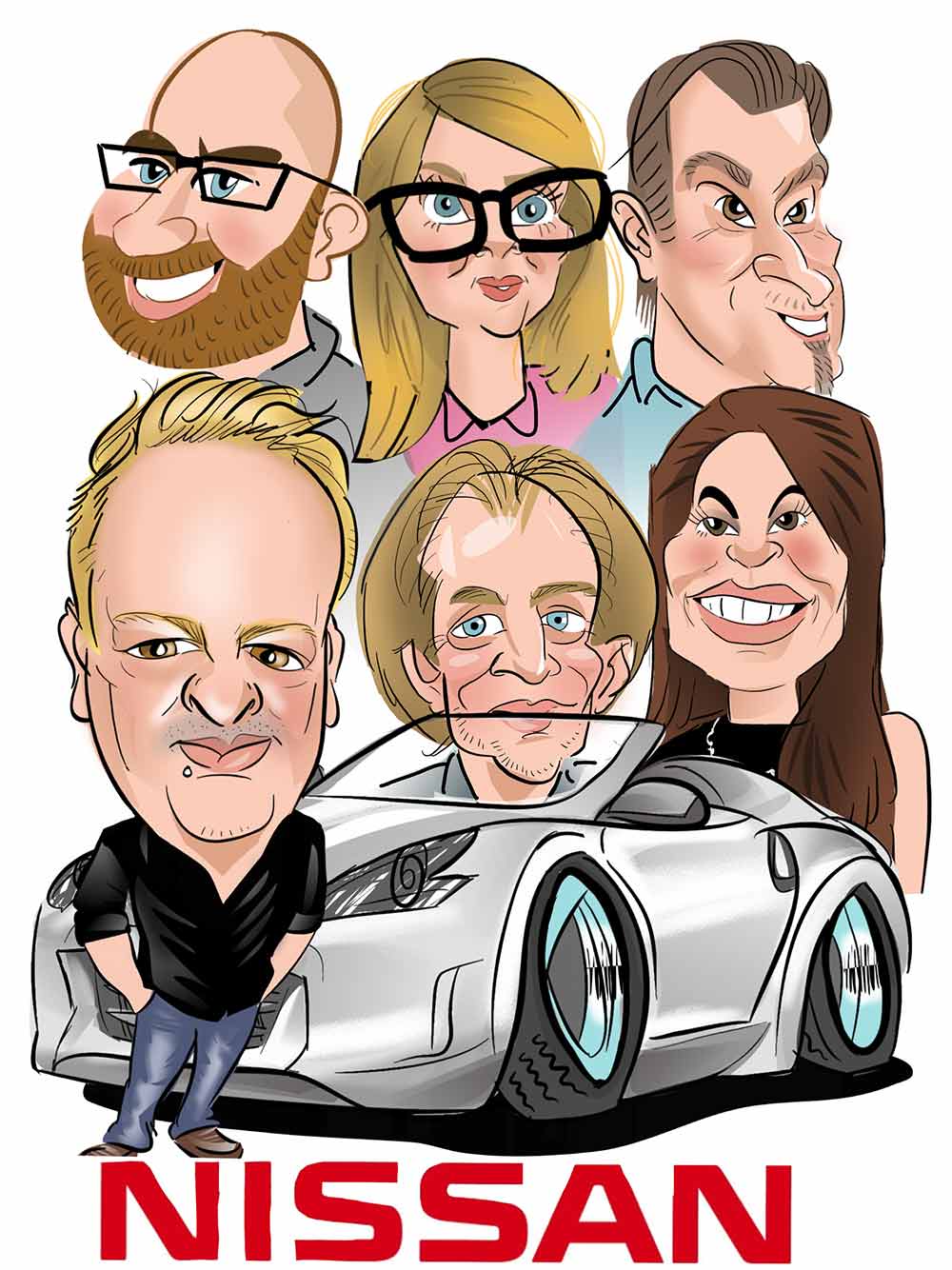 Group Caricature for nissan portrait size