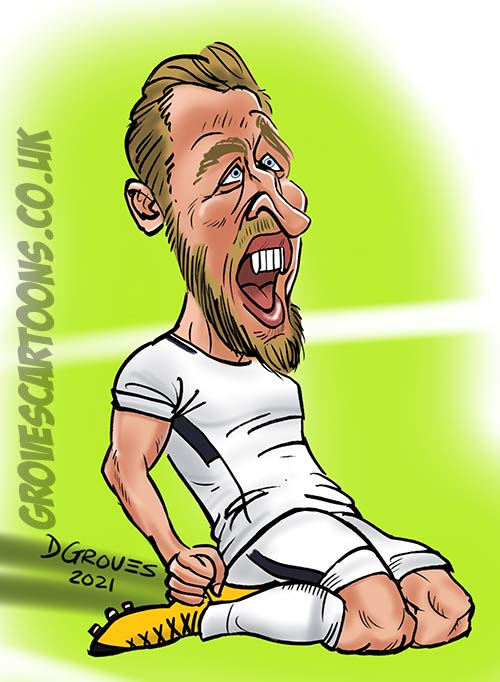 A digital cartoon of Harry Kane A digital caricature of Harry Kane