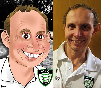 head swimming coach holds up his digital caricature