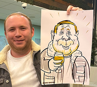 man cartoon beer in hand man caricature beer in hand