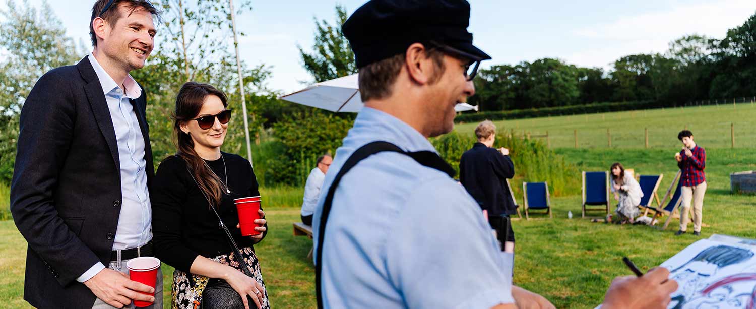 happy cartoonist in a field happy caricaturist in a field